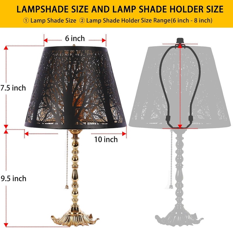 ALUCSET Small Lamp Shade, Barrel Metal Lampshade with Pattern of Trees for Table Lamp and Floor Light, Top Diameter 6 X Bottom Diameter 10 X Height 7.5 Spider - Image 2